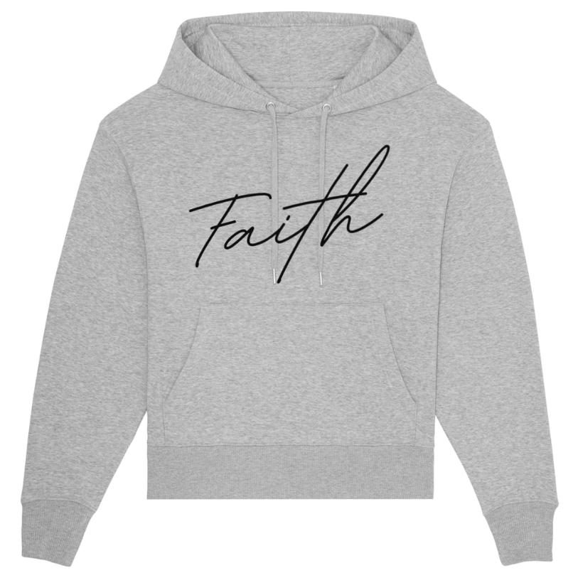 Christian Hoodies Sweatshirts and T-shirts - Faith on Cotton - Faith (black) relaxed fit hoodie sweatshirt | Unisex | 85% Cotton - Grey