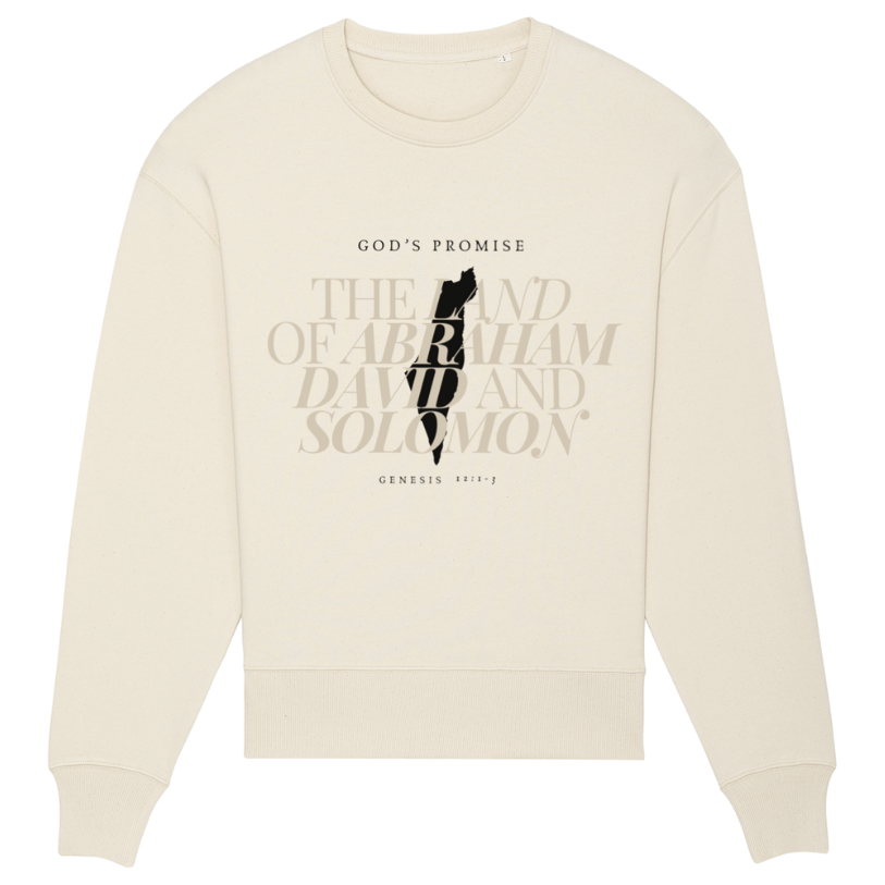Christian Hoodies Sweatshirts and T-shirts - Faith on Cotton - God's Promise relaxed fit crew neck sweatshirt | Unisex | 85% Cotton - Beige