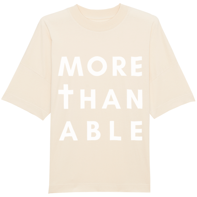 Faith on Cotton - More Than Able (white) oversized fit t-shirt | Unisex | Organic | 100% Cotton - Beige - Christian apparel