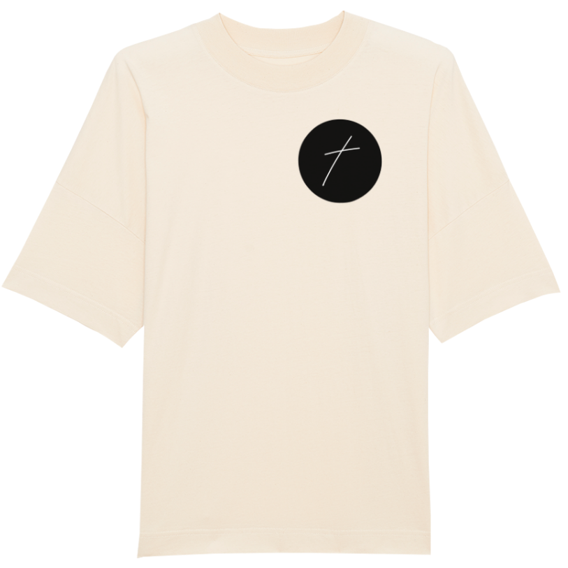 Faith on Cotton - The Cross of Jesus Christ oversized fit t-shirt | Unisex | Organic | 100% Cotton - Beige - Christian apparel