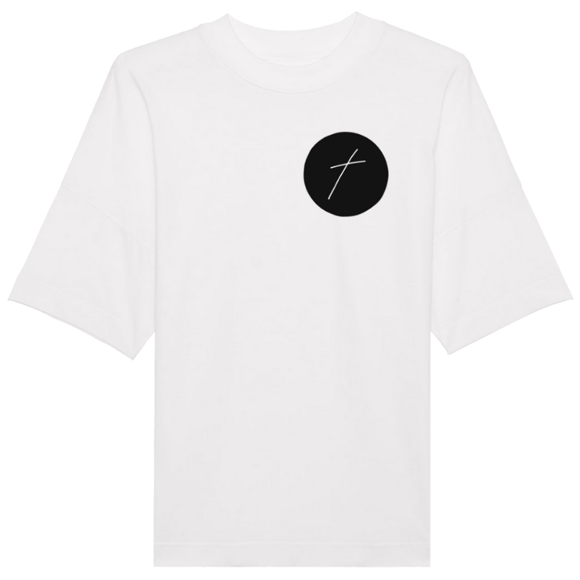 Faith on Cotton - The Cross of Jesus Christ oversized fit t-shirt | Unisex | Organic | 100% Cotton - White - Christian apparel
