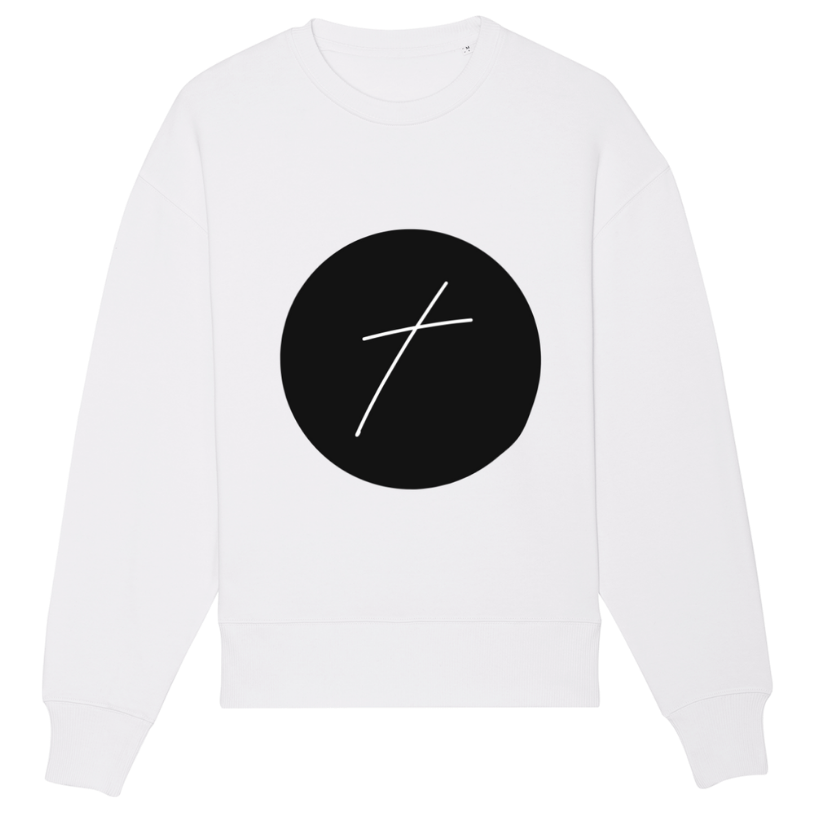 Christian Hoodies Sweatshirts and T-shirts - Faith on Cotton - The Cross of Jesus Christ relaxed fit crew neck sweatshirt | Unisex | 85% Cotton - White