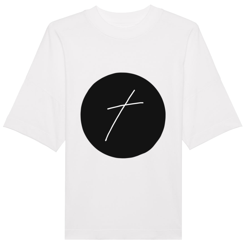Faith on Cotton - The Cross of Jesus Christ Large Cross oversized fit t-shirt Unisex Organic 100% Cotton - White - Christian apparel