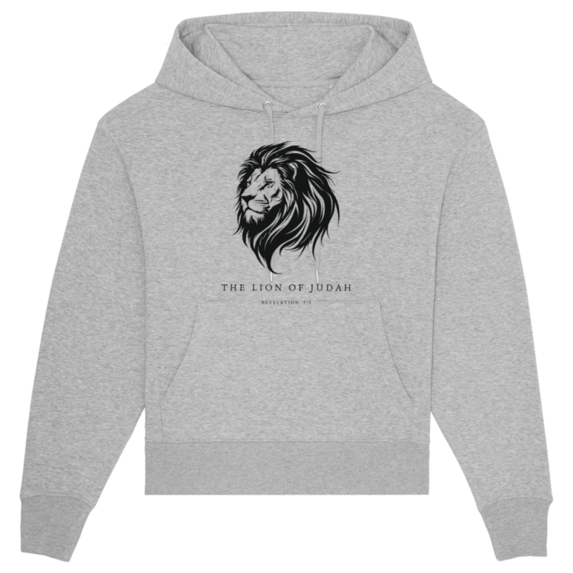 Christian Hoodies Sweatshirts and T-shirts - Faith on Cotton - The Lion of Judah relaxed fit hoodie sweatshirt | Unisex | 85% Cotton - Grey