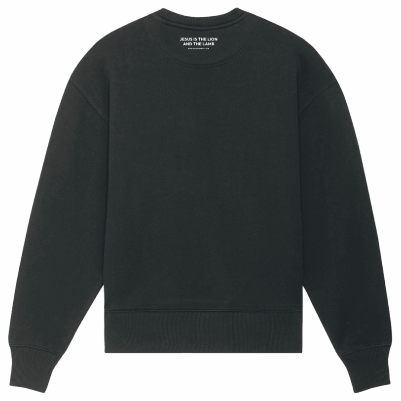 Faith on Cotton - The Lion and the Lamb oversized fit sweatshirt _ Unisex _ Organic _ 100% Cotton - Back - Black